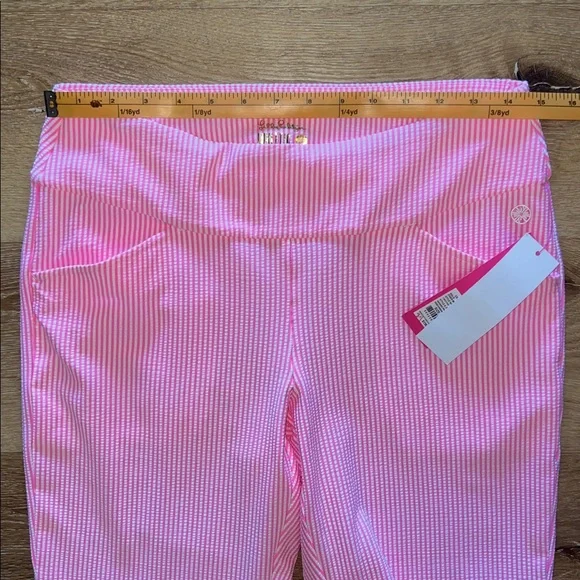 Lilly Pulitzer UPF 50+ Luxletic Corso Pant Havana Pink Performance Seersucker 8 - Picture 7 of 11